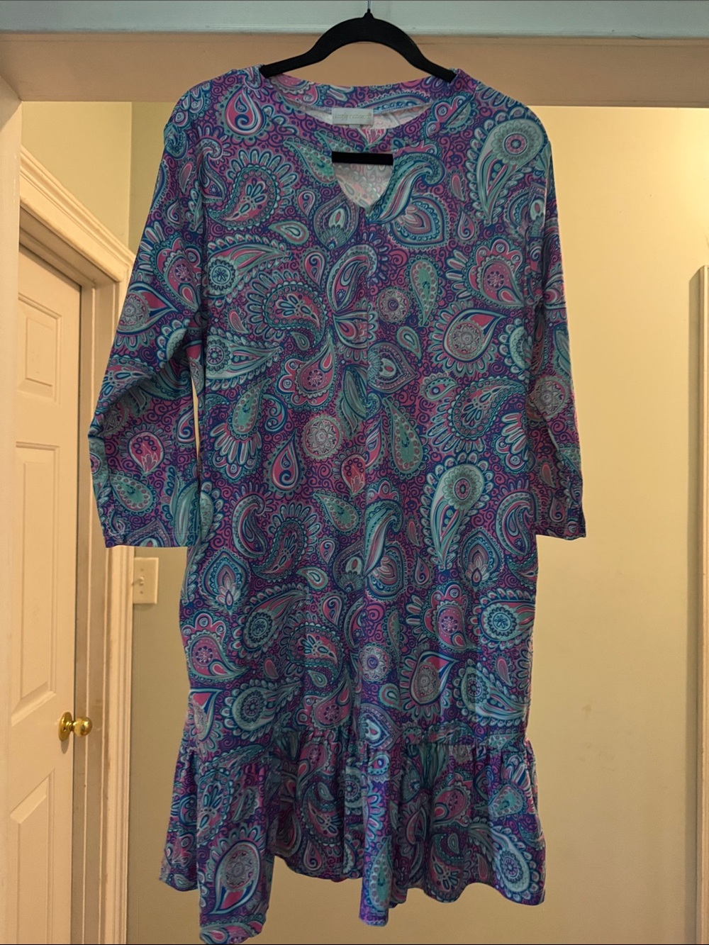 Simply Southern Paisley Long Sleeve Dress in Purple & Teal